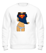 Толстовка без капюшона Девушка в футболке супермена