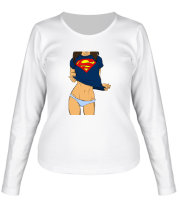 Женская футболка длинный рукав Девушка в футболке супермена фото