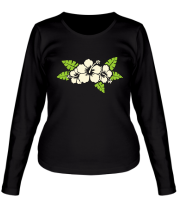 Женская футболка длинный рукав Цветы (светятся)