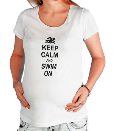 Футболка для беременных Keep calm and swim on.