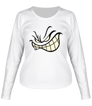 Женская футболка длинный рукав Агрессивный смайл glow