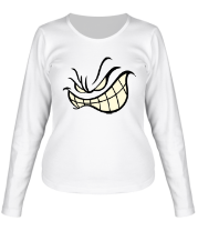 Женская футболка длинный рукав Агрессивный смайл glow фото