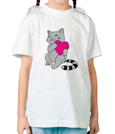 Детская футболка Котенок с сердцем.