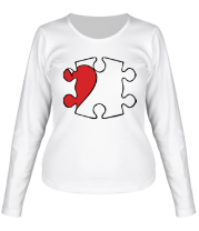 Женская футболка длинный рукав Сердце пазл (парная) фото