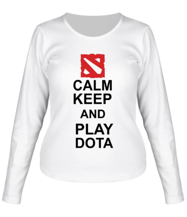 Женская футболка длинный рукав Keep calm and play dota