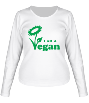Женская футболка длинный рукав I am a vegan фото