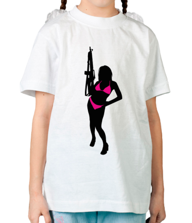 Детская футболка Девушка с автоматом