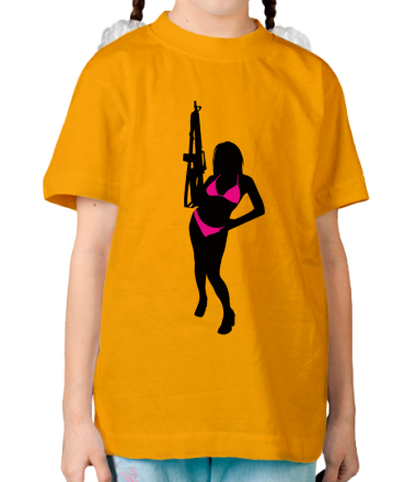 Детская футболка Девушка с автоматом