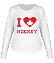 Женская футболка длинный рукав Я люблю канадский хоккей фото