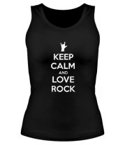 Женская майка борцовка Keep calm and love rock фото