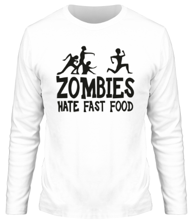 Мужская футболка длинный рукав Zombies hate fast food