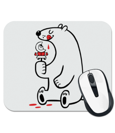 Коврик для мыши Белый медведь ест эскимоса