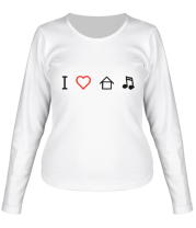 Женская футболка длинный рукав I love house music фото