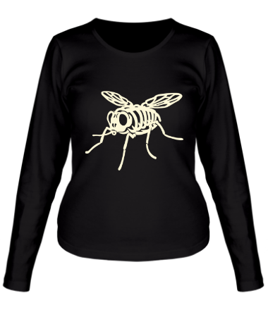 Женская футболка длинный рукав Рентген мухи glow