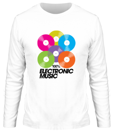 Мужская футболка длинный рукав 100% electronic music - vynil