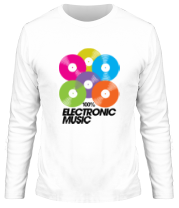 Мужская футболка длинный рукав 100% electronic music - vynil фото