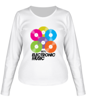 Женская футболка длинный рукав 100% electronic music - vynil фото