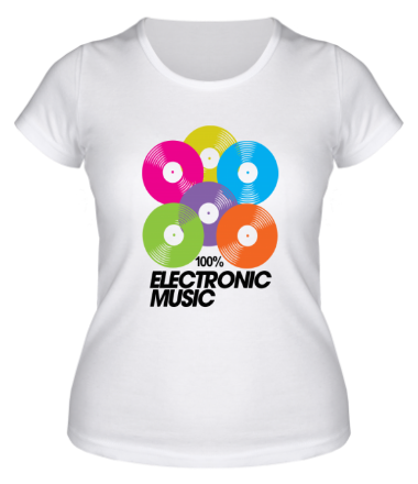 Женская футболка 100% electronic music - vynil