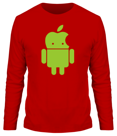 Мужская футболка длинный рукав Андроид яблокоголовый