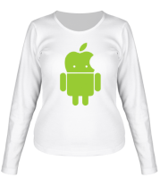 Женская футболка длинный рукав Андроид яблокоголовый фото