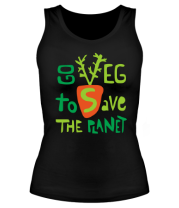 Женская майка борцовка Go veg to save the planet фото