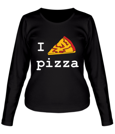 Женская футболка длинный рукав Я люблю пиццу