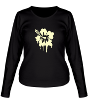 Женская футболка длинный рукав Стекающий цветок glow фото