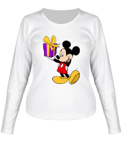 Женская футболка длинный рукав Микки Маус с подарком фото