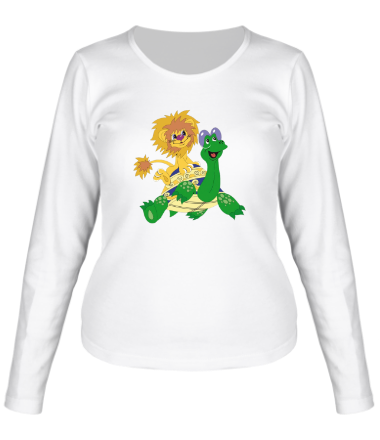 Женская футболка длинный рукав Львенок и черепаха
