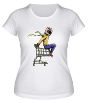 Женская футболка Гонщик на магазинной тележке фото