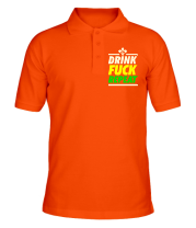 Мужская футболка поло Drink - Fuck - Repeat фото