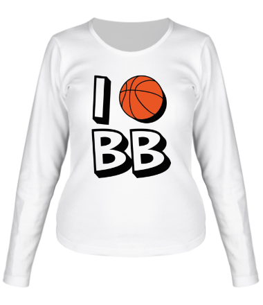 Женская футболка длинный рукав I love Basketball