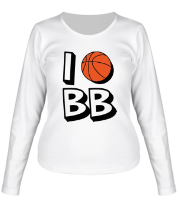 Женская футболка длинный рукав I love Basketball