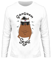 Мужская футболка длинный рукав Gangnam Cat фото