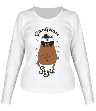 Женская футболка длинный рукав Gangnam Cat