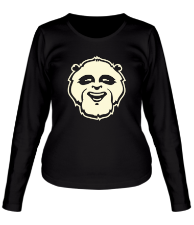 Женская футболка длинный рукав Веселая панда glow