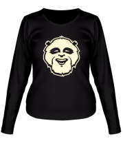 Женская футболка длинный рукав Веселая панда glow фото