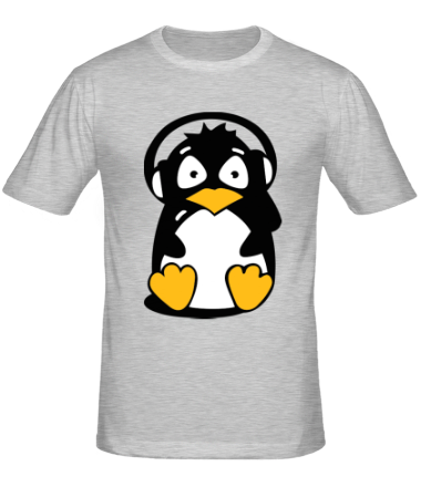 Мужская футболка Пингвин в наушниках