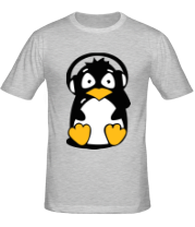 Мужская футболка Пингвин в наушниках фото