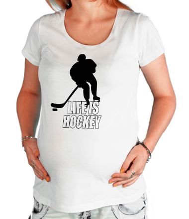 Футболка для беременных Life is hockey (Хоккей - это жизнь)