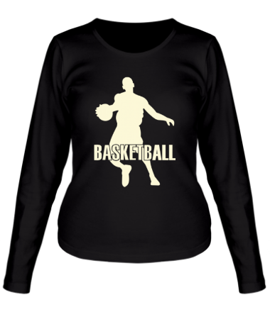 Женская футболка длинный рукав Баскетбол (Basketball) glow