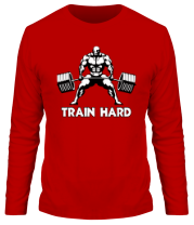 Мужская футболка длинный рукав Train hard фото