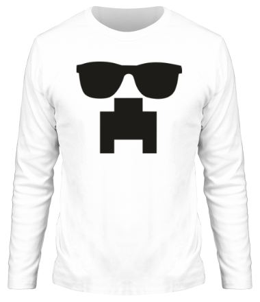 Мужская футболка длинный рукав Minecraft logo в очках