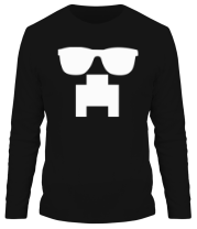 Мужская футболка длинный рукав Minecraft logo в очках фото