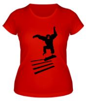 Женская футболка Обезьяна на скейте фото