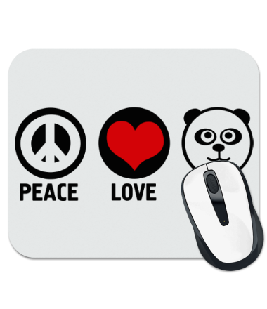 Коврик для мыши peace love panda