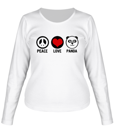 Женская футболка длинный рукав peace love panda