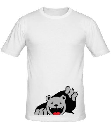 Мужская футболка Медведь вылезает из футболки