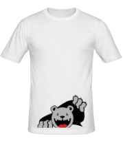 Мужская футболка Медведь вылезает из футболки фото