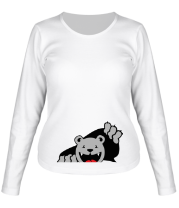 Женская футболка длинный рукав Медведь вылезает из футболки фото